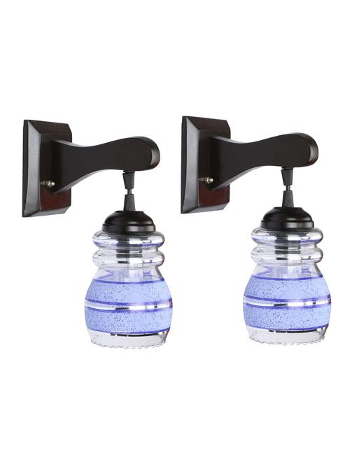 decorative pendent wall lamp/ light, glass & wood -a62, pack of 2 - 18838151 - Very Small Image - 1