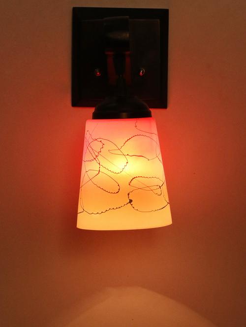 decorative pendent wall lamp/ light, glass & wood -a64 - 18838153 - Very Small Image - 1