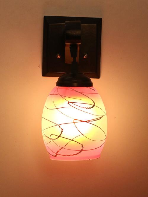 decorative pendent wall lamp/ light, glass & wood -a94 - 18838183 - Very Small Image - 1