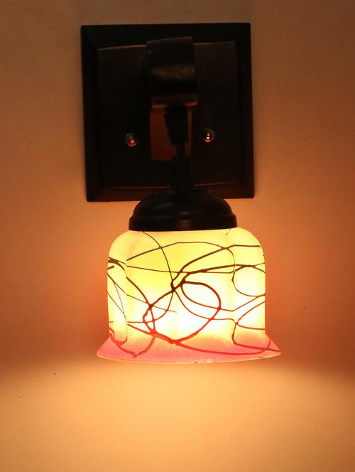 decorative pendent wall lamp/ light, glass & wood -a100 - 18838189 - Very Small Image - 1