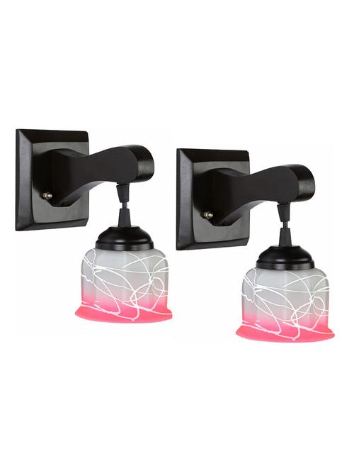 decorative pendent wall lamp/ light, glass & wood -a101, pack of 2 - 18838190 - Very Small Image - 1