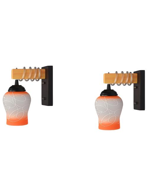 modern design colorful wood wall lamp/ light with hand decorated glass shade (set of 2) -y55 - 18838510 - Very Small Image - 1