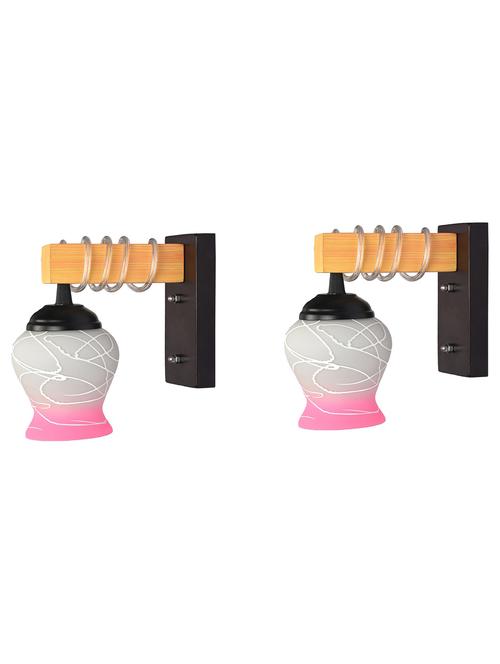 modern design colorful wood wall lamp/ light with hand decorated glass shade (set of 2) -y57 - 18838516 - Very Small Image - 1
