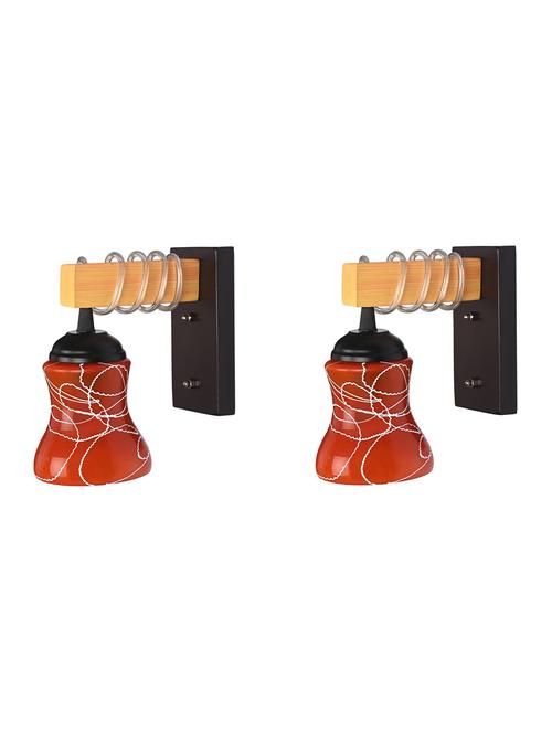 modern design colorful wood wall lamp/ light with hand decorated glass shade (set of 2) -y59 - 18838525 - Very Small Image - 1