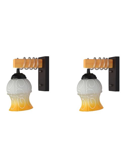 modern design colorful wood wall lamp/ light with hand decorated glass shade (set of 2) -y20 - 18838567 - Very Small Image - 1