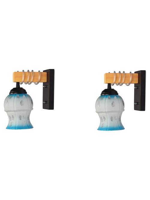 modern design colorful wood wall lamp/ light with hand decorated glass shade (set of 2) -y23 - 18838576 - Very Small Image - 1