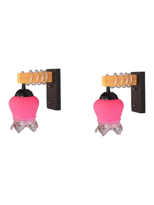 modern design colorful wood wall lamp/ light with hand decorated glass shade (set of 2) -y26 - 18838585 - Very Small Image - 1