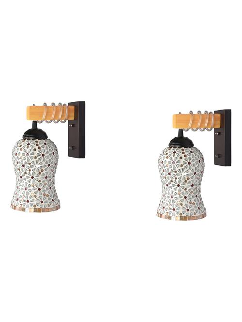 modern design colorful wood wall lamp/ light with hand decorated glass shade (set of 2) -y3 - 18838609 - Very Small Image - 1
