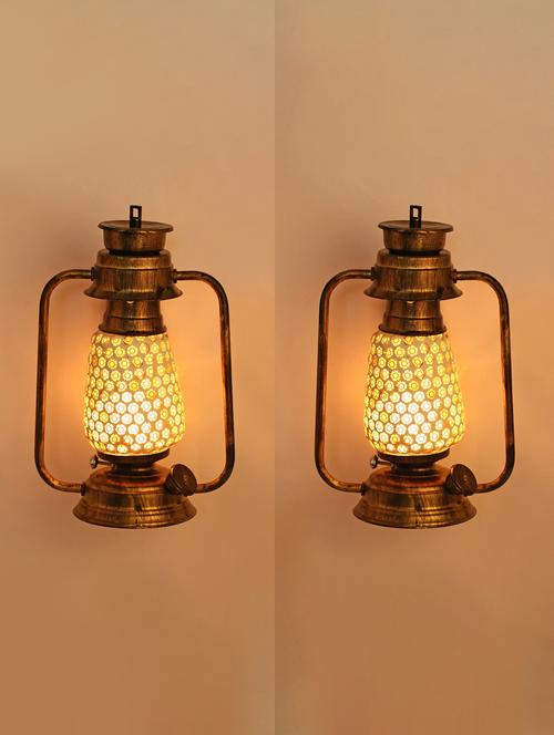 vintage wall lamp light of antique lantern design, pack of 2 - 18838903 - Very Small Image - 1
