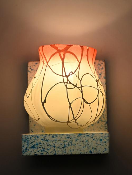 wall chair sconce wall light / night lamp of blue stylish designer wood fitting & colorful shade, led compatible, set of 2 -x46 - 18838968 - Very Small Image - 1