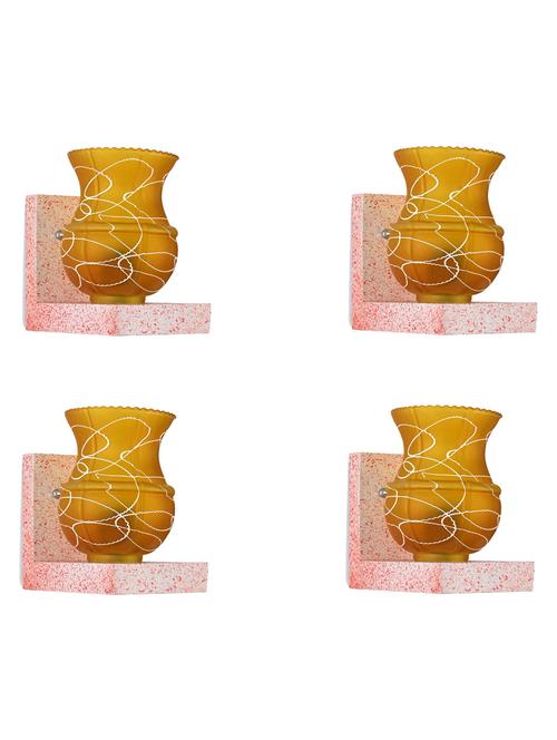 wall chair designer wall light / night lamp of romantic pink stylish wood & colorful glass shade, led compatible, set of 4-wa10 - 18839543 - Very Small Image - 1