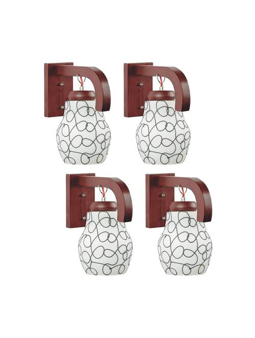 decorative sconce glass wall lamp/light with stylish wood fitting (set of 4)_gh5 - 18840063 - Very Small Image - 1