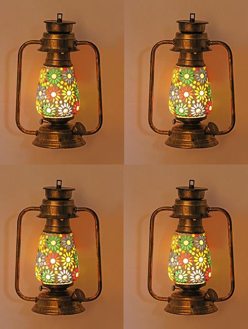 antique wall mount lantern lamp with glass hand decorated with colorful articles for special lighting effects(set of 2)_vc25 - 18840505 - Very Small Image - 1