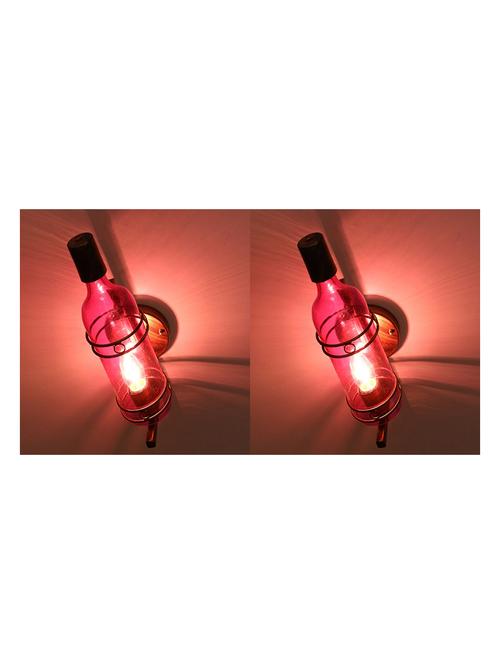 vintage lighting bottle design wall lamp/ light, glass and metal, pink, pack of 2 - 18840577 - Very Small Image - 1