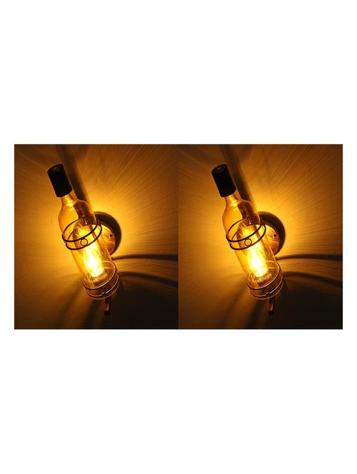 vintage lighting bottle design wall lamp/ light, glass and metal, yellow, pack of 2 - 18840580 - Very Small Image - 1