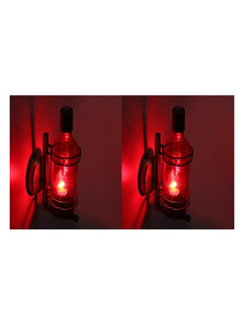 vintage lighting bottle design wall lamp/ light, glass and metal, red, pack of 2 - 18840586 - Very Small Image - 1