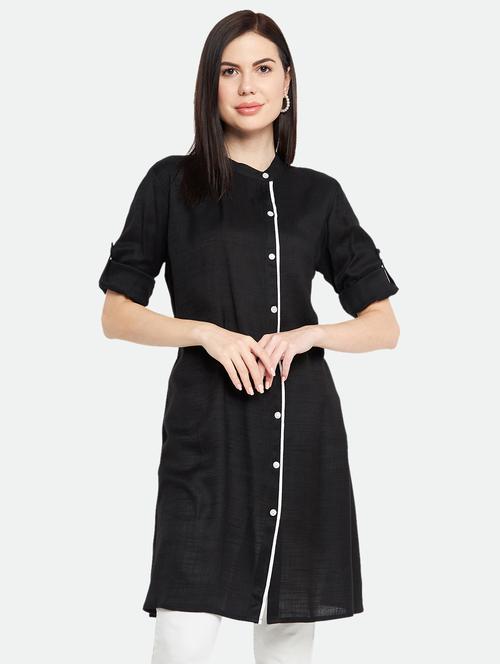 black rayon regular tunic - 18842087 - Very Small Image - 1