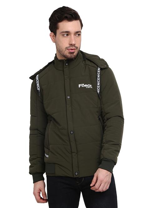 men olive cotton casual jacket - 18843073 - Very Small Image - 1