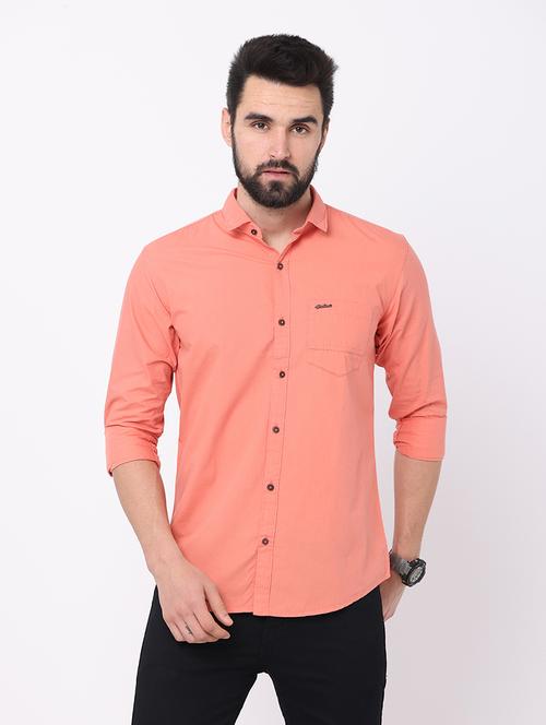 orange cotton casual shirt - 18843995 - Very Small Image - 1