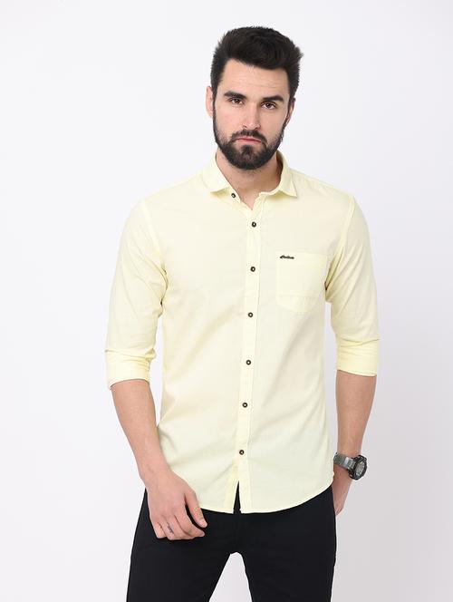 yellow cotton casual shirt - 18843998 - Very Small Image - 1