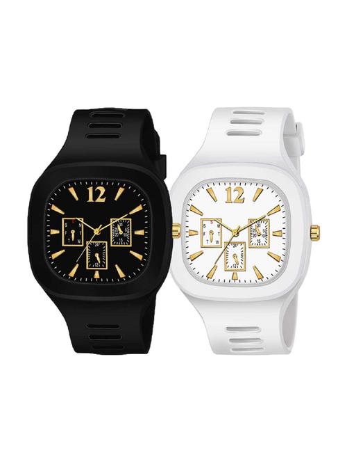 hubby & wifey couple stainless steel plated analog watch - 18844315 - Very Small Image - 1