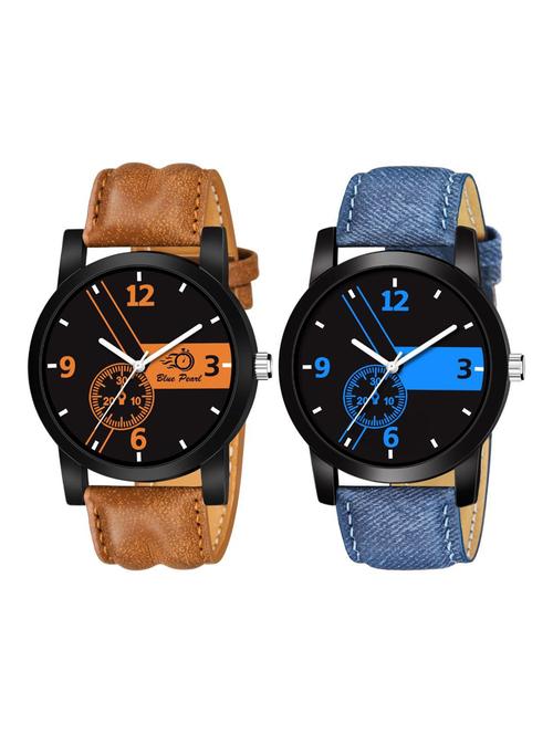 designed brown and blue analog watch - 18844372 - Very Small Image - 1