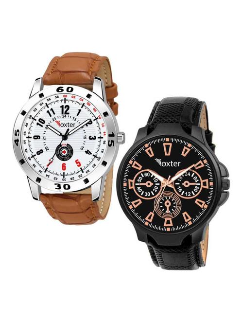 combo pack of 2 new arrival brown and black analog watch - 18844392 - Very Small Image - 1