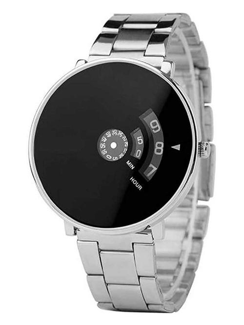 analogue stainless still black dial analog men watch - 18844525 - Very Small Image - 1