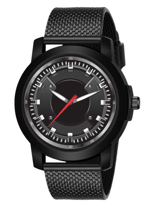 latest black dial black strap stylish analog watch - 18844600 - Very Small Image - 1