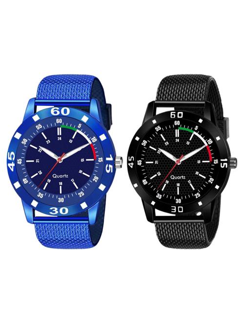 fr-809,810 black and blue strap modish look analog watch - 18844654 - Very Small Image - 1