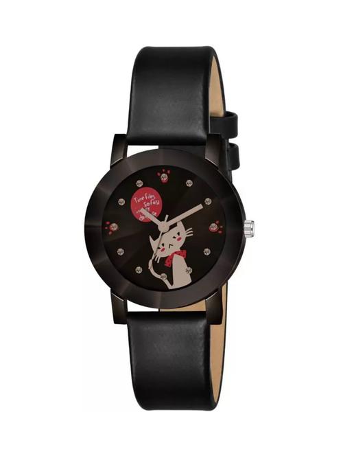 cats print crystal girls leather watch - 18845060 - Very Small Image - 1