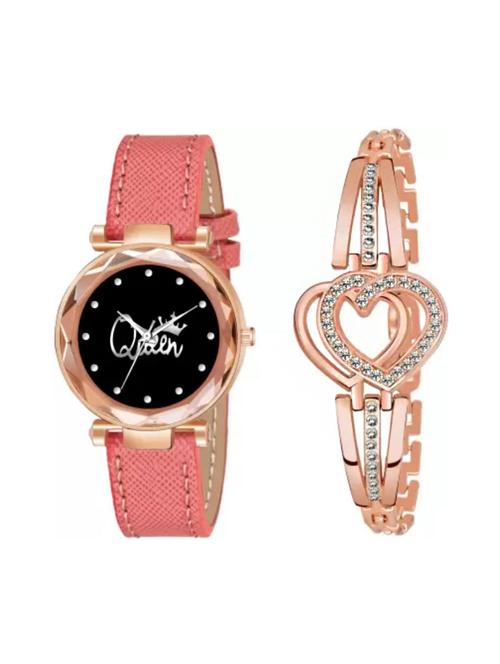queen dial peach belt with bracelet watch - 18845074 - Very Small Image - 1