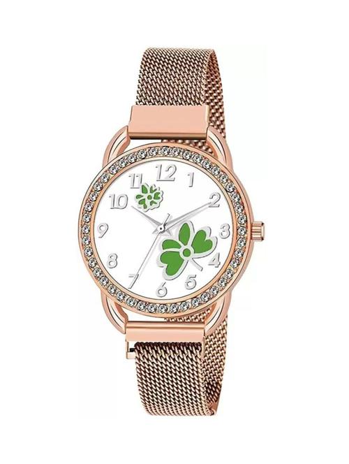 green flower dial with rose gold magnet strap girls watch - 18845173 - Very Small Image - 1