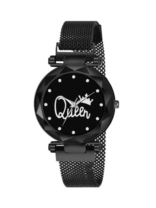 queen dial black magnetic strap analog watch for girls and women analog watch - 18845176 - Very Small Image - 1