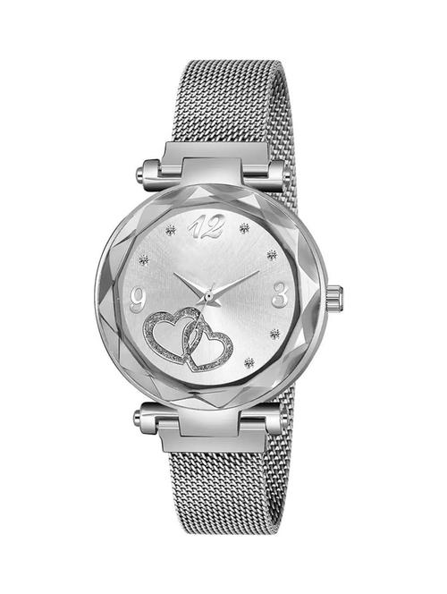 heart dial silver magnetic strap fashion lady analog watch for girls and women - 18845187 - Very Small Image - 1