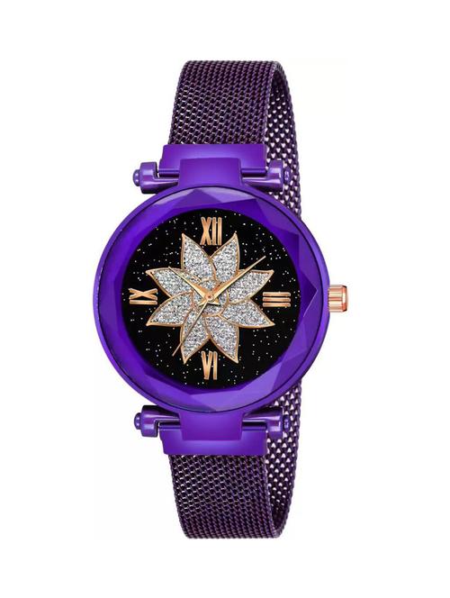star flower black dial purple magnet strap girls watch - 18845191 - Very Small Image - 1