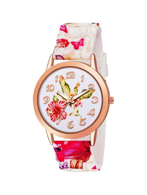 flower design on dial and strap unique watch - 18845527 - Very Small Image - 1