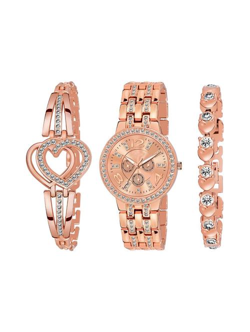 diamond rose gold dial watch with 2 bracelet for women watch - 18845565 - Very Small Image - 1