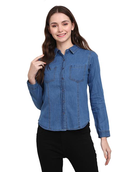 light blue denim regular shirt - 18847949 - Very Small Image - 1