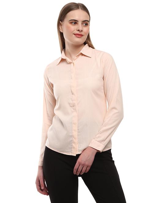 cream rayon regular shirt - 18847955 - Very Small Image - 1
