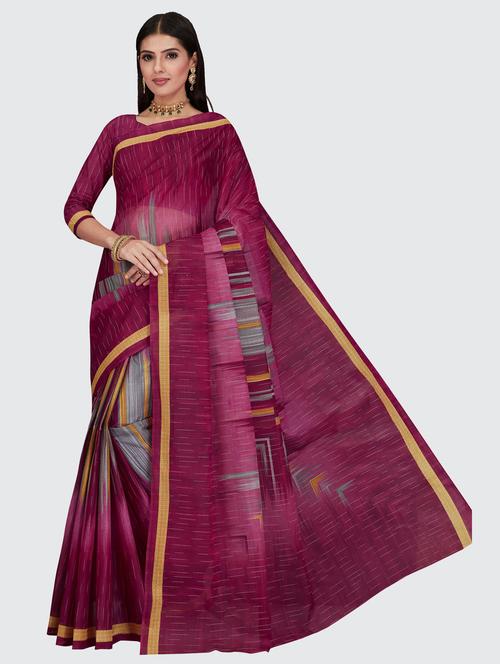 women's abstract magenta colored saree with blouse - 18854880 - Very Small Image - 1