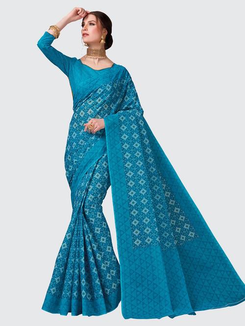 printed self design saree with blouse - 18854945 - Very Small Image - 1