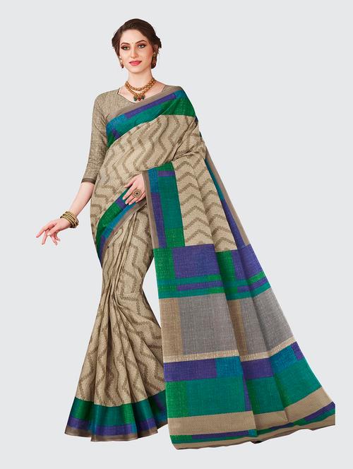 printed saree with blouse - 18854958 - Very Small Image - 1