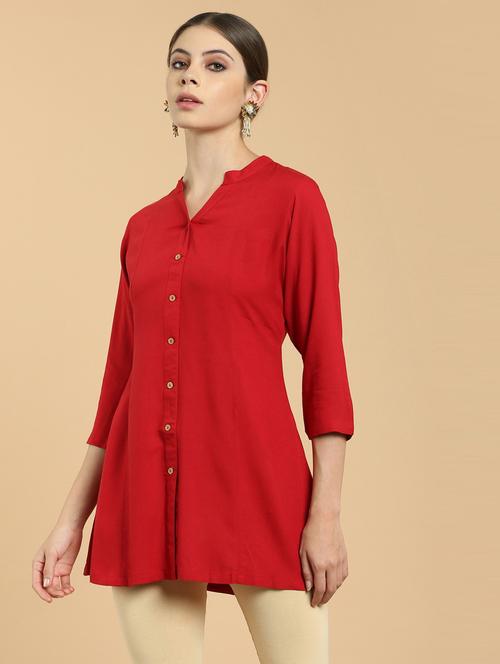 red rayon kurta - 18861112 - Very Small Image - 1