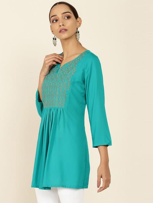 embroidered rayon kurta - 18861172 - Very Small Image - 1