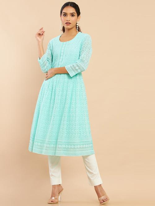 printed georgette kurta - 18861382 - Very Small Image - 1