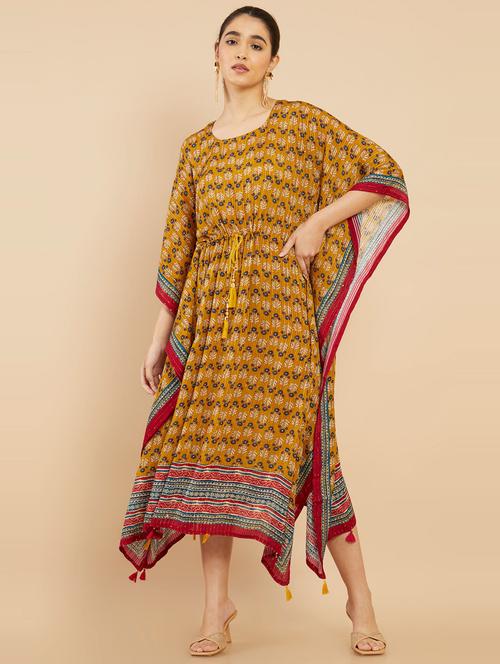 yellow printed kaftan kurta - 18862325 - Very Small Image - 1