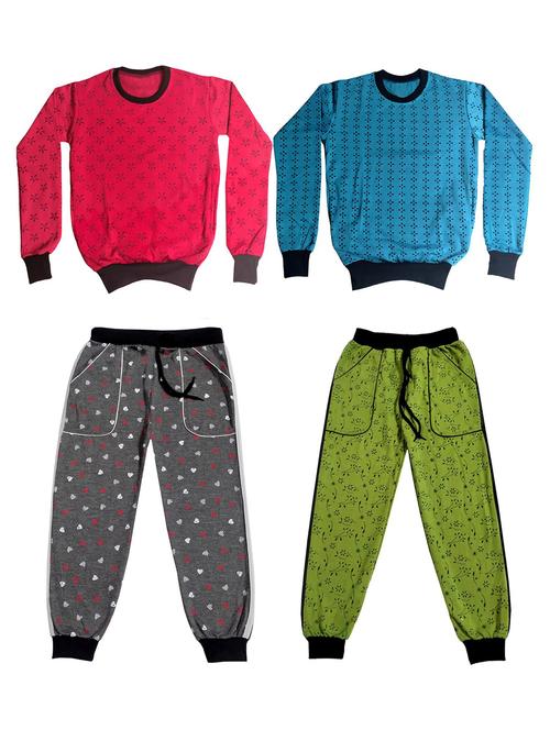 multi colored fleece full length twin sets & dungree - 18867894 - Very Small Image - 1