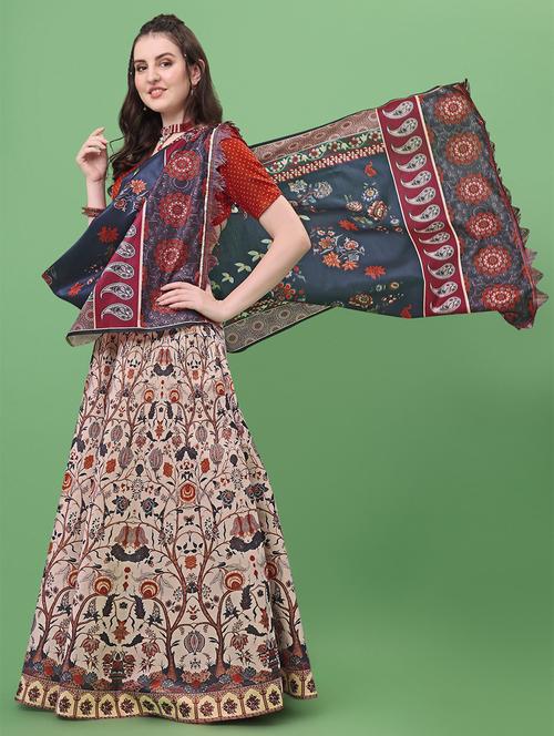 multi coloured flared jacquard lehenga - 18870034 - Very Small Image - 1