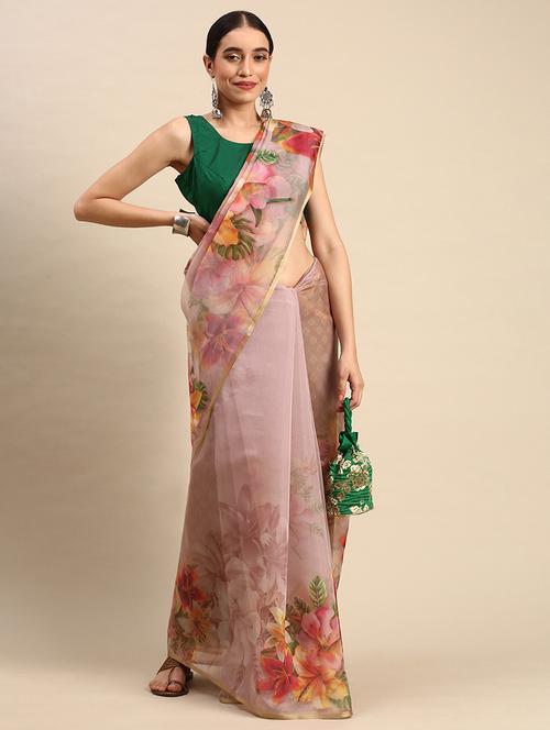 floral print organza saree - 18870052 - Very Small Image - 1